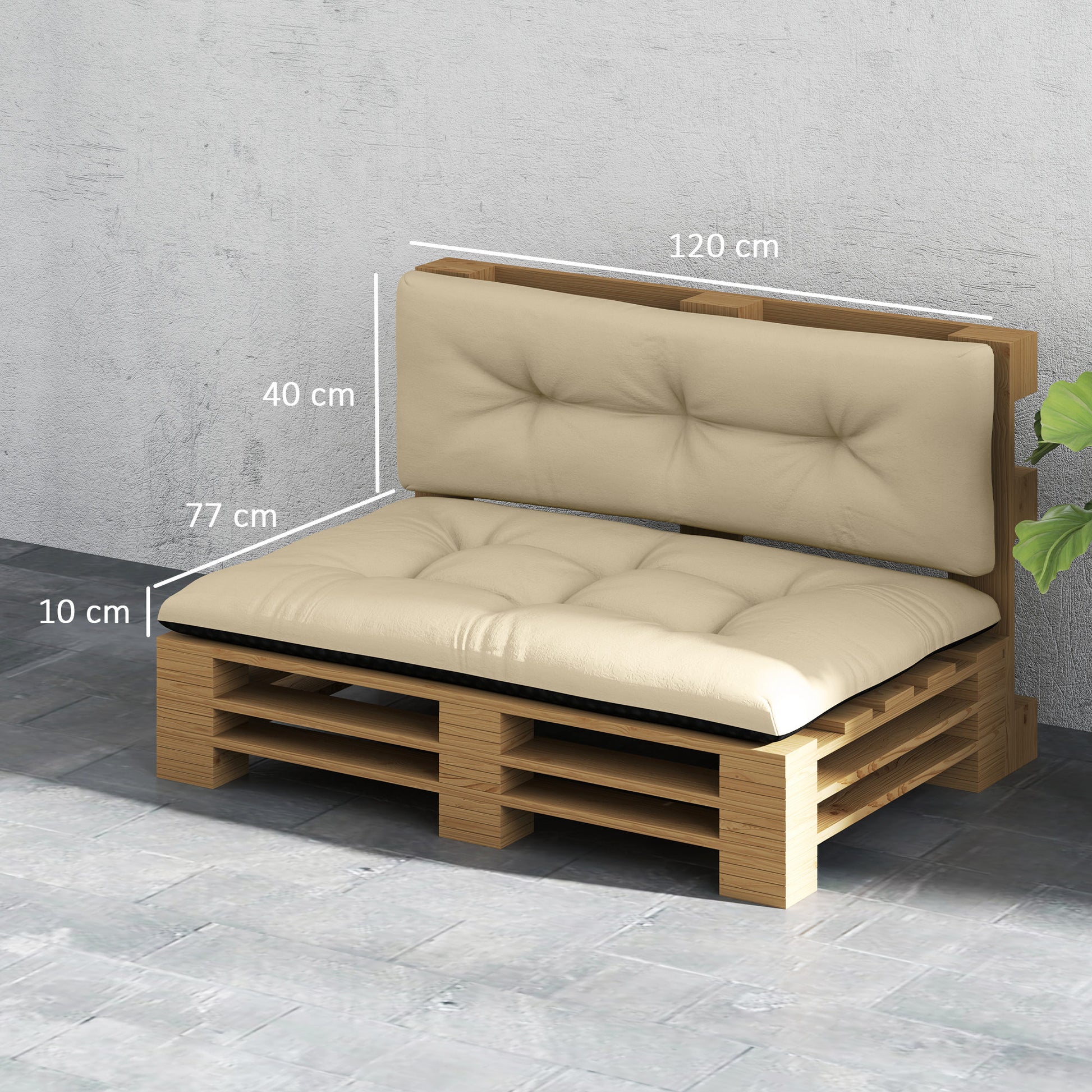 Outsunny Cojines Para Palets 2-piezas Set De Tela Resistente Impermeable Beige_2