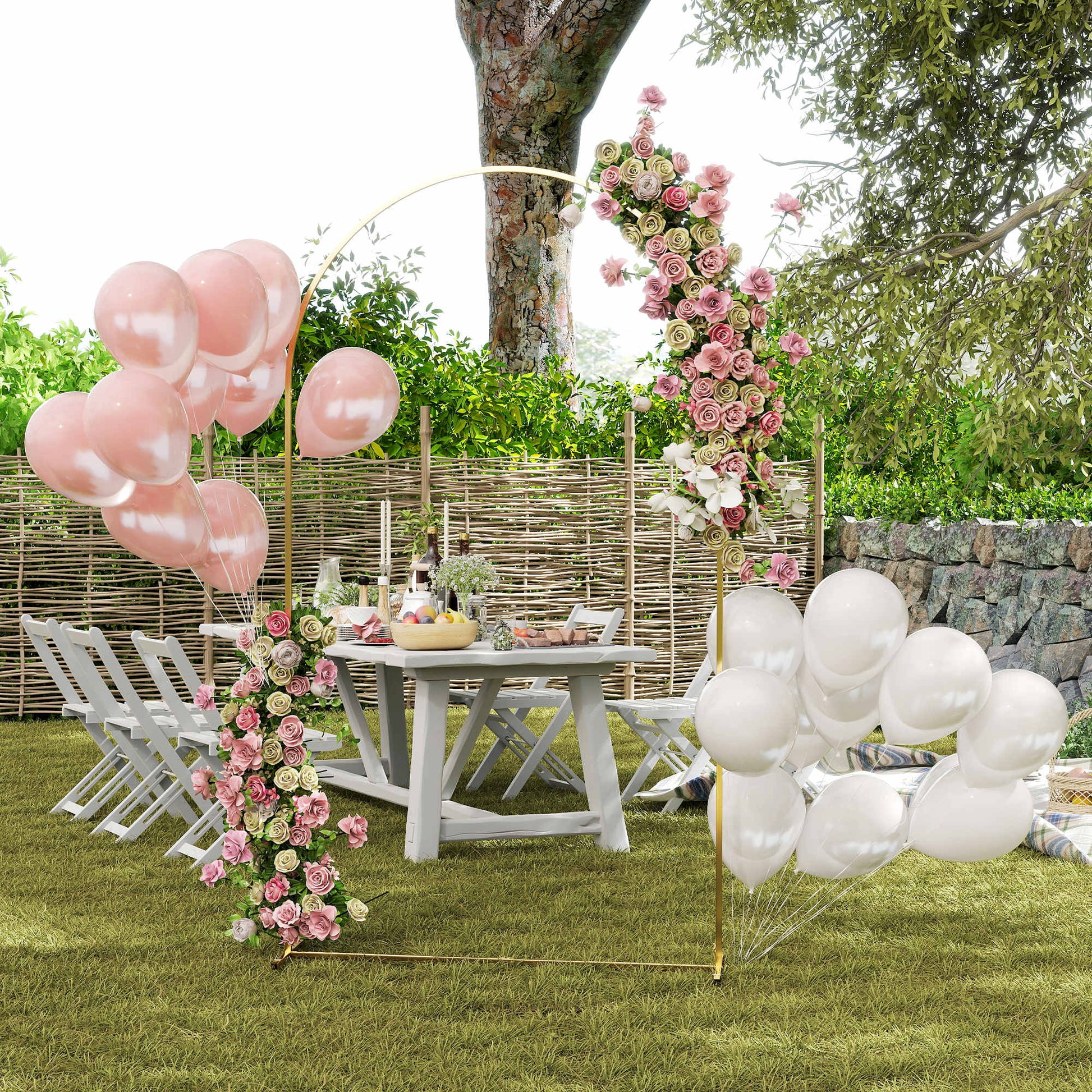 Outsunny Arco De Jardín De Metal Para Rosas Con Recubrimiento En Polvo Dorado_4
