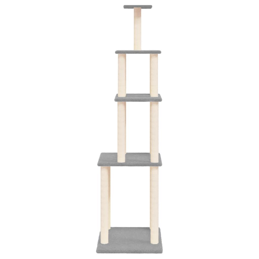 Vidaxl Rascador Para Gatos Con Postes De Sisal Gris Claro 183 Cm_3