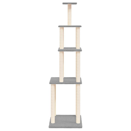 Vidaxl Rascador Para Gatos Con Postes De Sisal Gris Claro 183 Cm_3