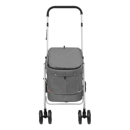 Vidaxl Cochecito Para Perros Plegable Tela Lino Gris 100x49x96 Cm_3