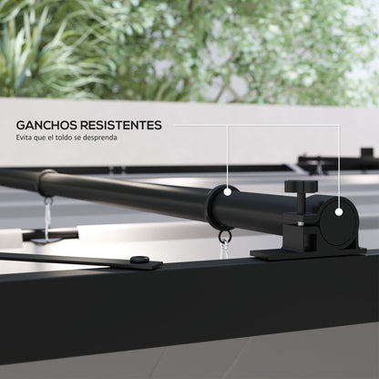 Outsunny Pérgola De Jardín 3x3 M Con Techo Retráctil Y Accesorio Magnético Gris_5