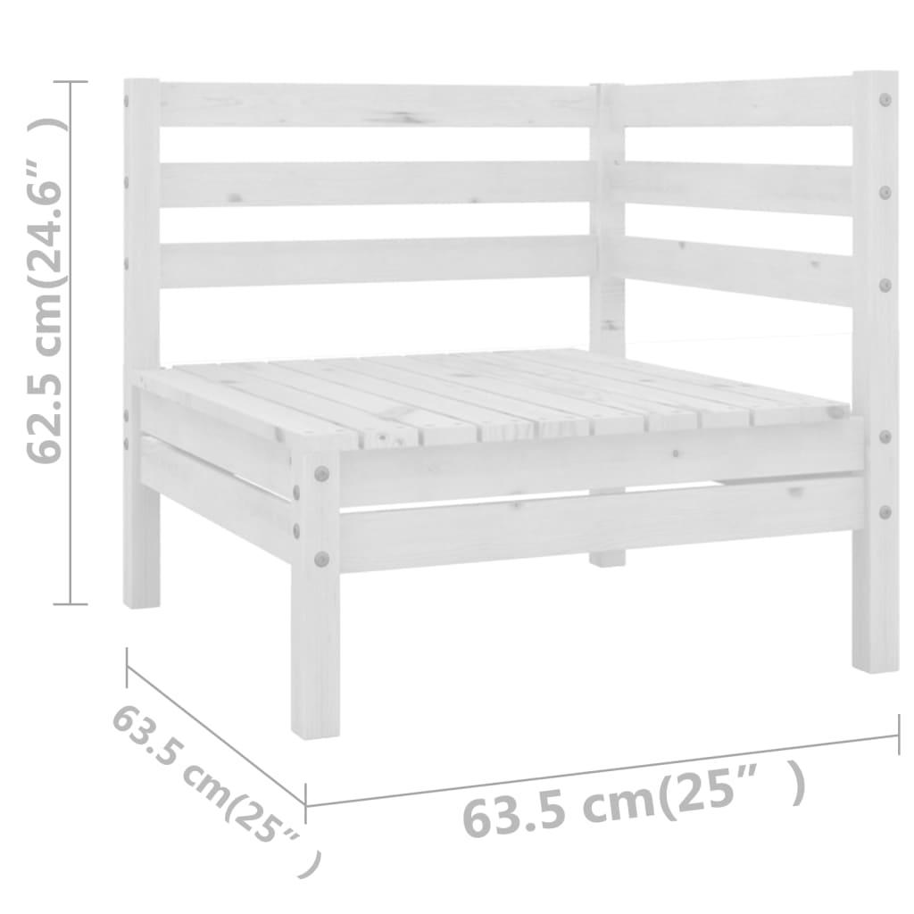 Juego De Muebles De Jardín 8 Piezas Madera Maciza Pino Blanco / Vetonek_2