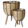 Well Home Juego De 2 Cestas Maceteros De Madera Con Patas Ø21ø27cm