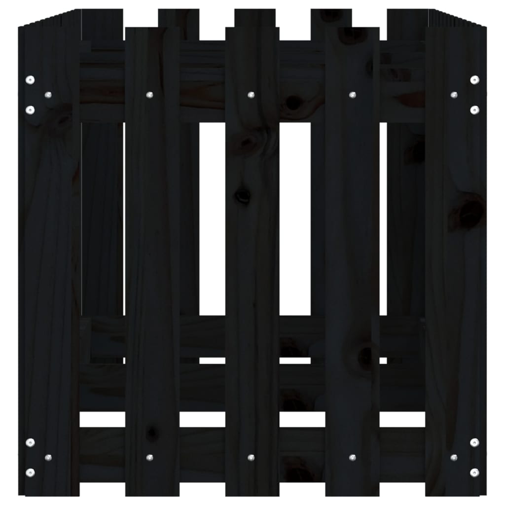 Arriate Elevado Jardín Con Valla Madera Pino Negro 150x50x50cm_5