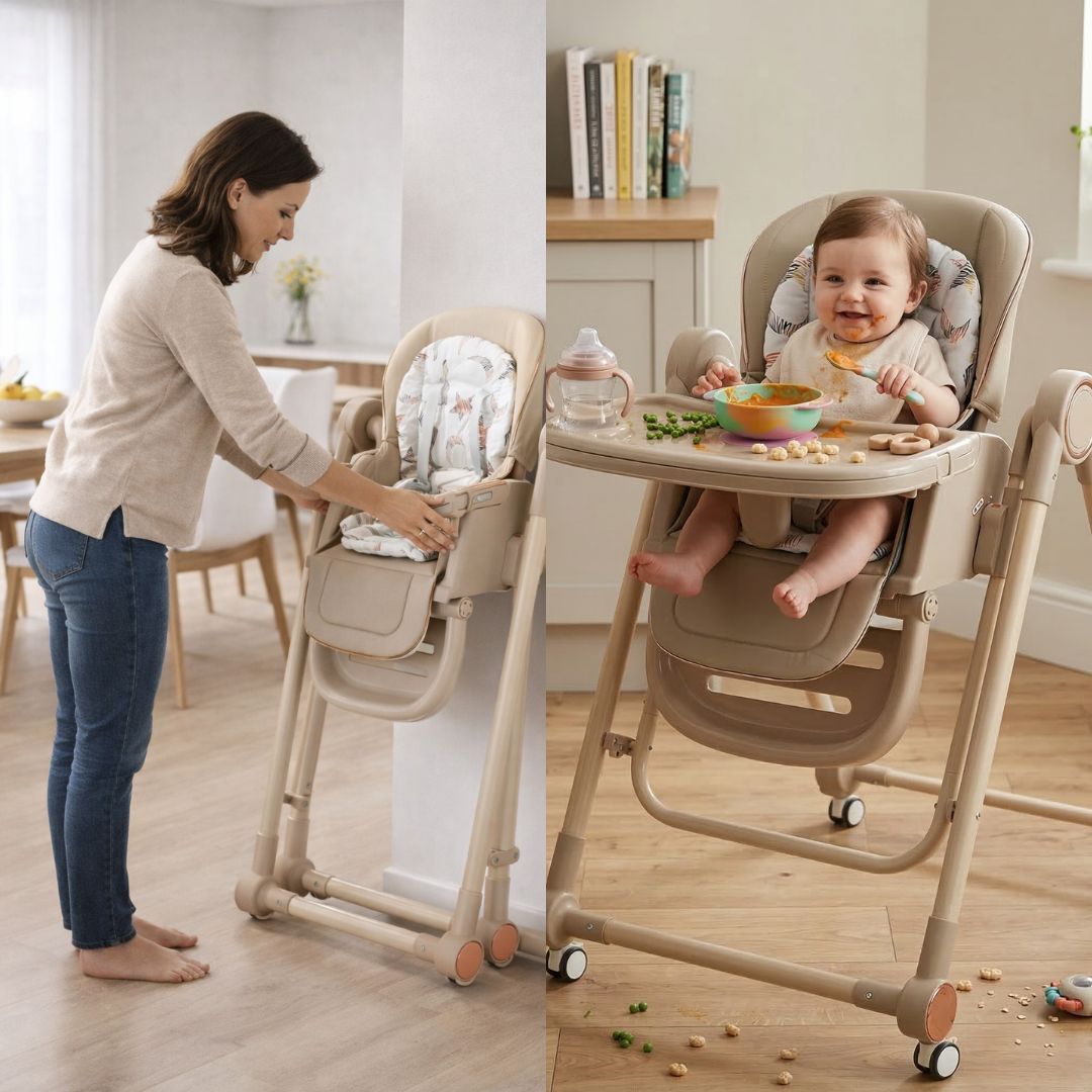 Trona Khaki Evolutiva 3 En 1 | Plegable Y Portátil Con Altura | Reposapiés | Respaldo Y Bandeja Todo Ajustables_1