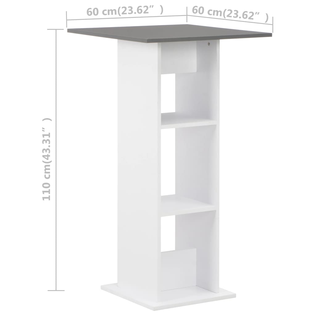 Mesa Alta De Cocina Blanco Y Gris Antracita 60x60x110 Cm_4