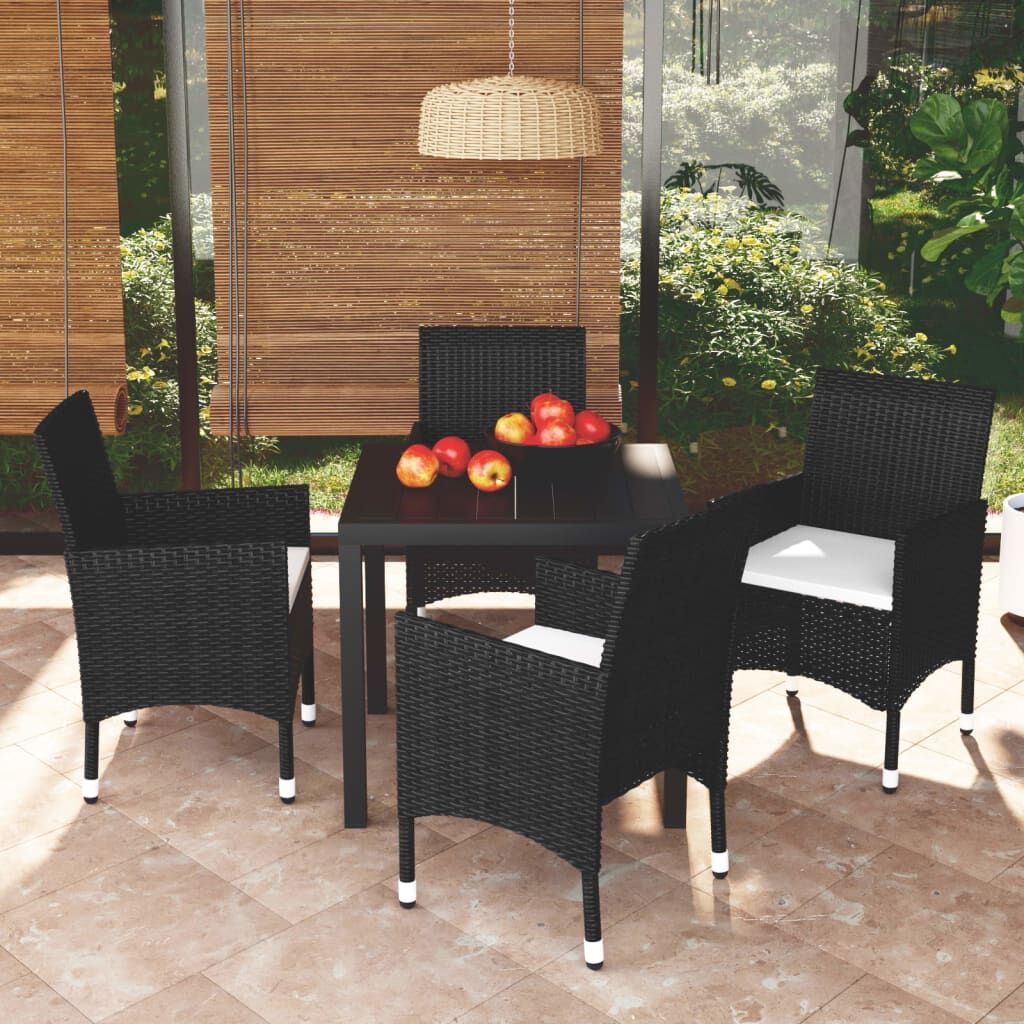 Vidaxl Juego Muebles Jardín 5 Pzas Con Cojines Ratán Sintético Negro_1