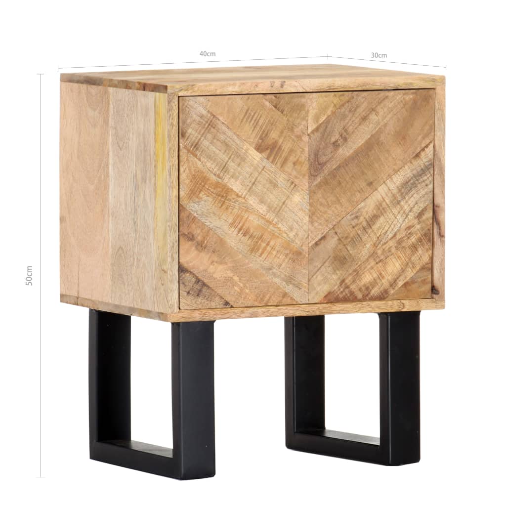 Mesita De Noche De Madera Maciza De Mango 40x30x50 Cm_4