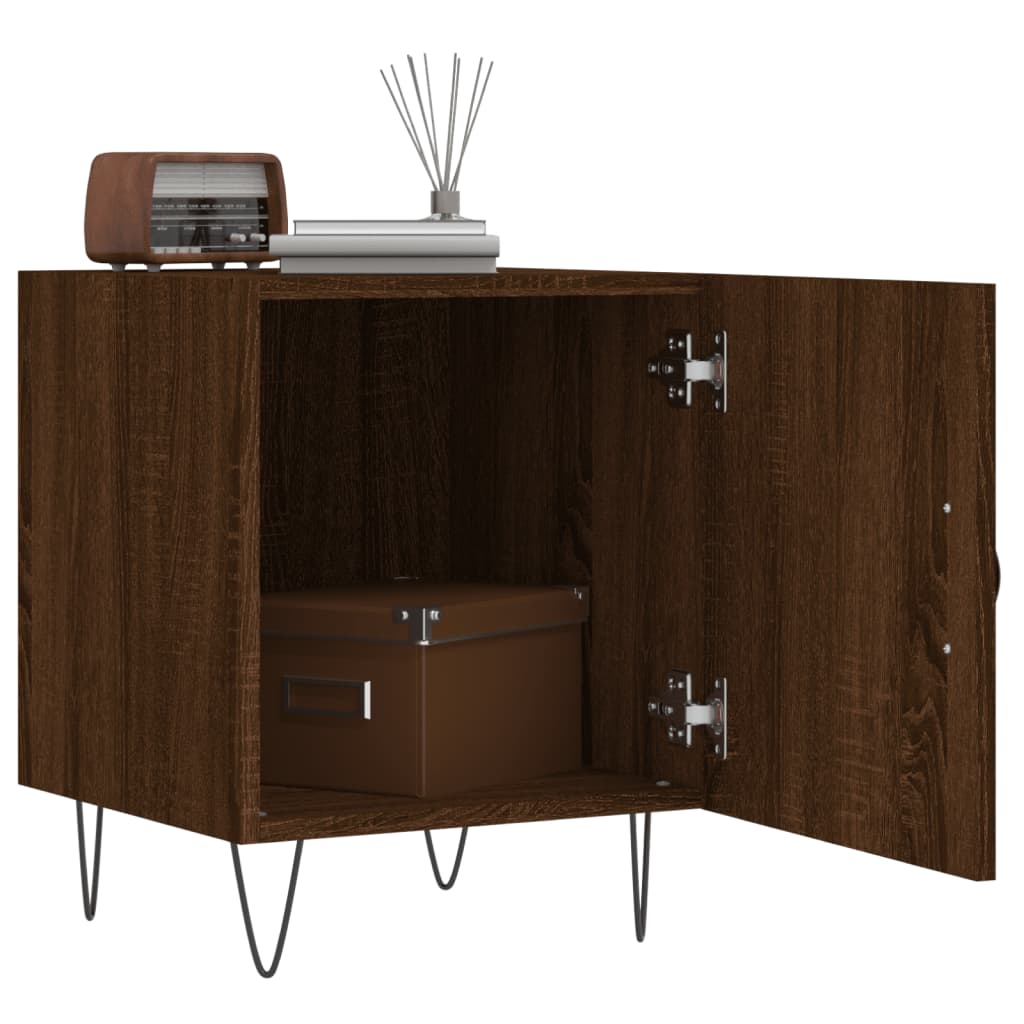 Mesita De Noche Madera De Ingeniería Marrón Roble 40x40x50 Cm_1