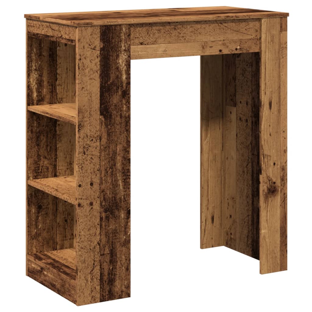 Mesa Alta Con Estantes Madera Envejecida 95x47x103,5 Cm_0