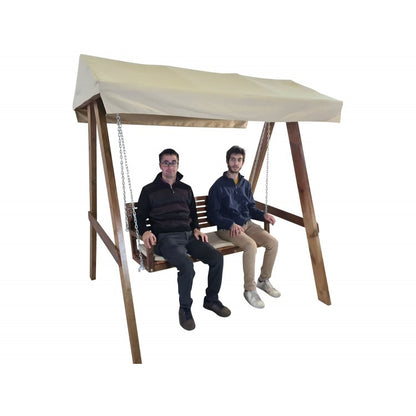 Balancin De Jardin Masgames Elna L Con Techo De Lona Con Cojin En El Banco._4