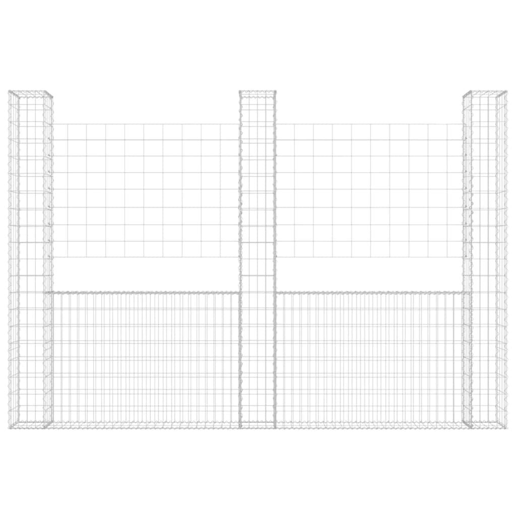 Cesta De Gaviones Forma De U 3 Postes De Hierro 260x20x200 Cm / Vetonek_3