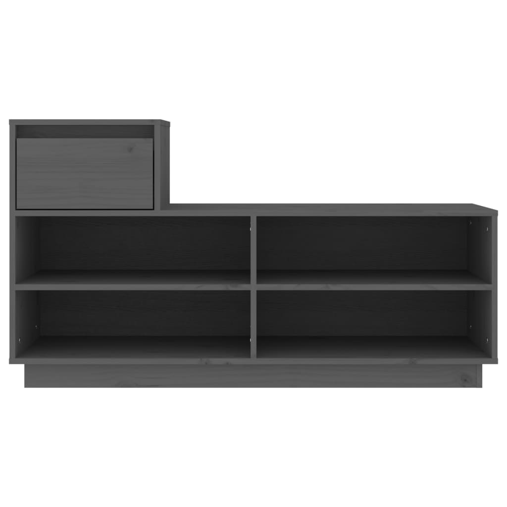 Mueble Zapatero De Madera Maciza De Pino Gris 110x34x61 Cm / Vetonek_2