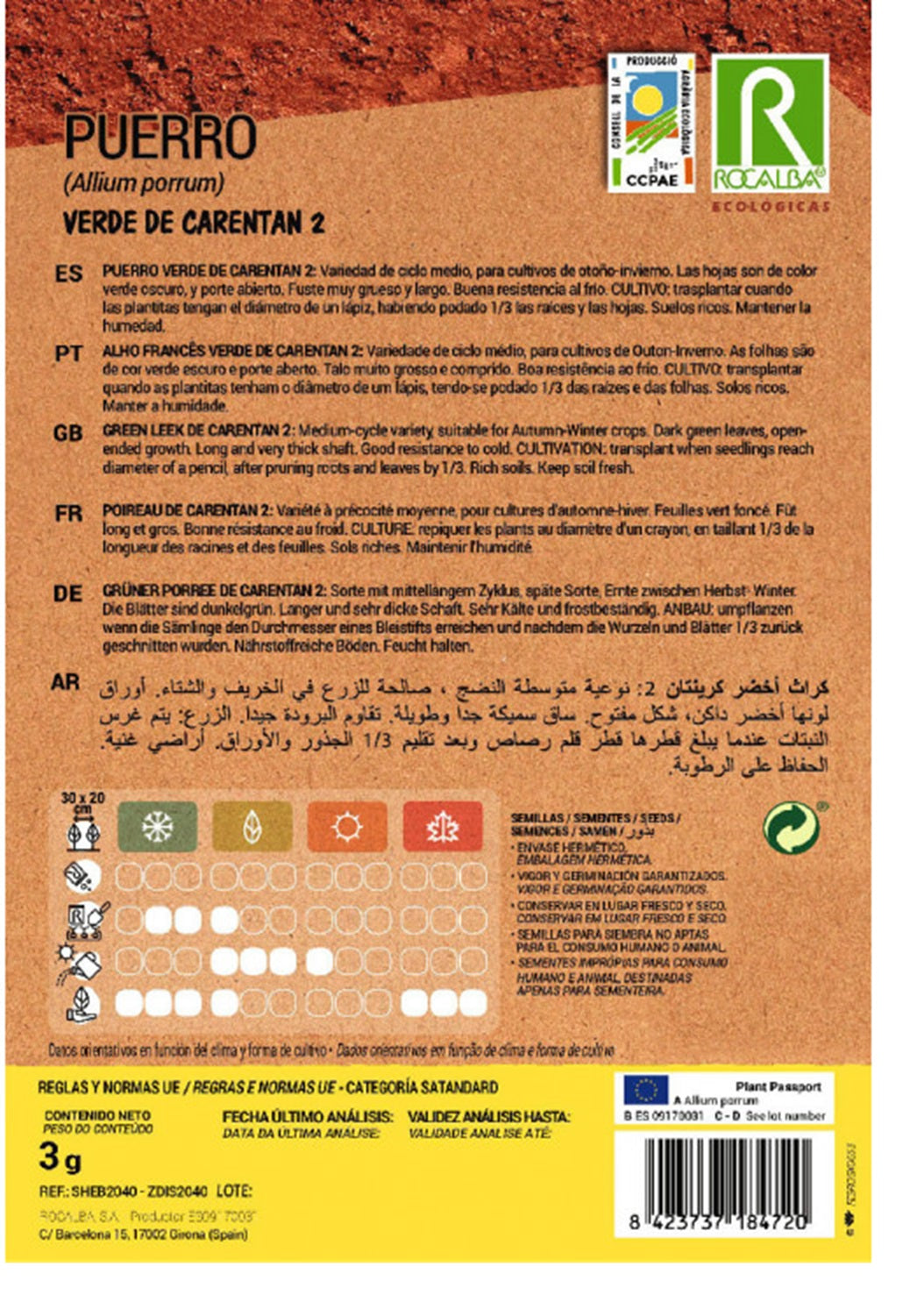 Semillas Puerro Verde De Carentane 4g