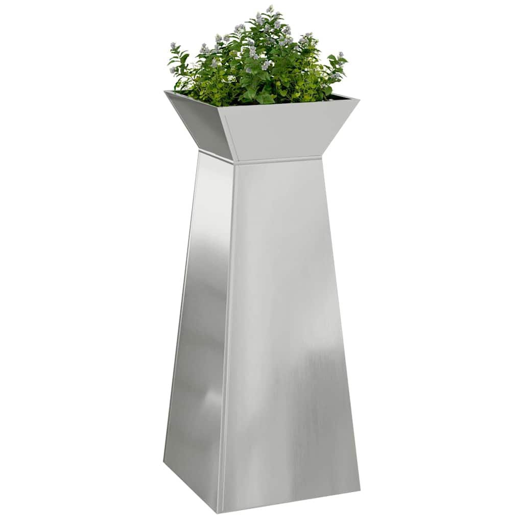 Maceta Pilar 2 Uds. Plateado 40 X 40 X 100 Cm Acero Galvanizado_2