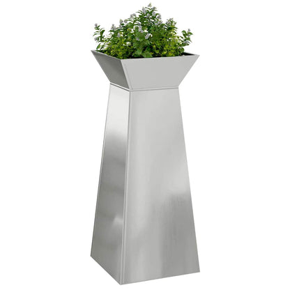 Maceta Pilar 2 Uds. Plateado 40 X 40 X 100 Cm Acero Galvanizado_2