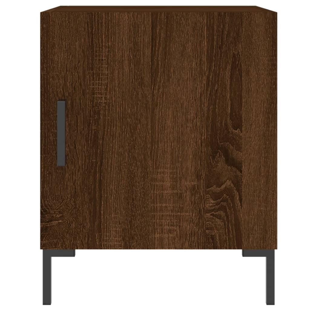 Mesita De Noche Madera De Ingeniería Marrón Roble 40x40x50 Cm_2