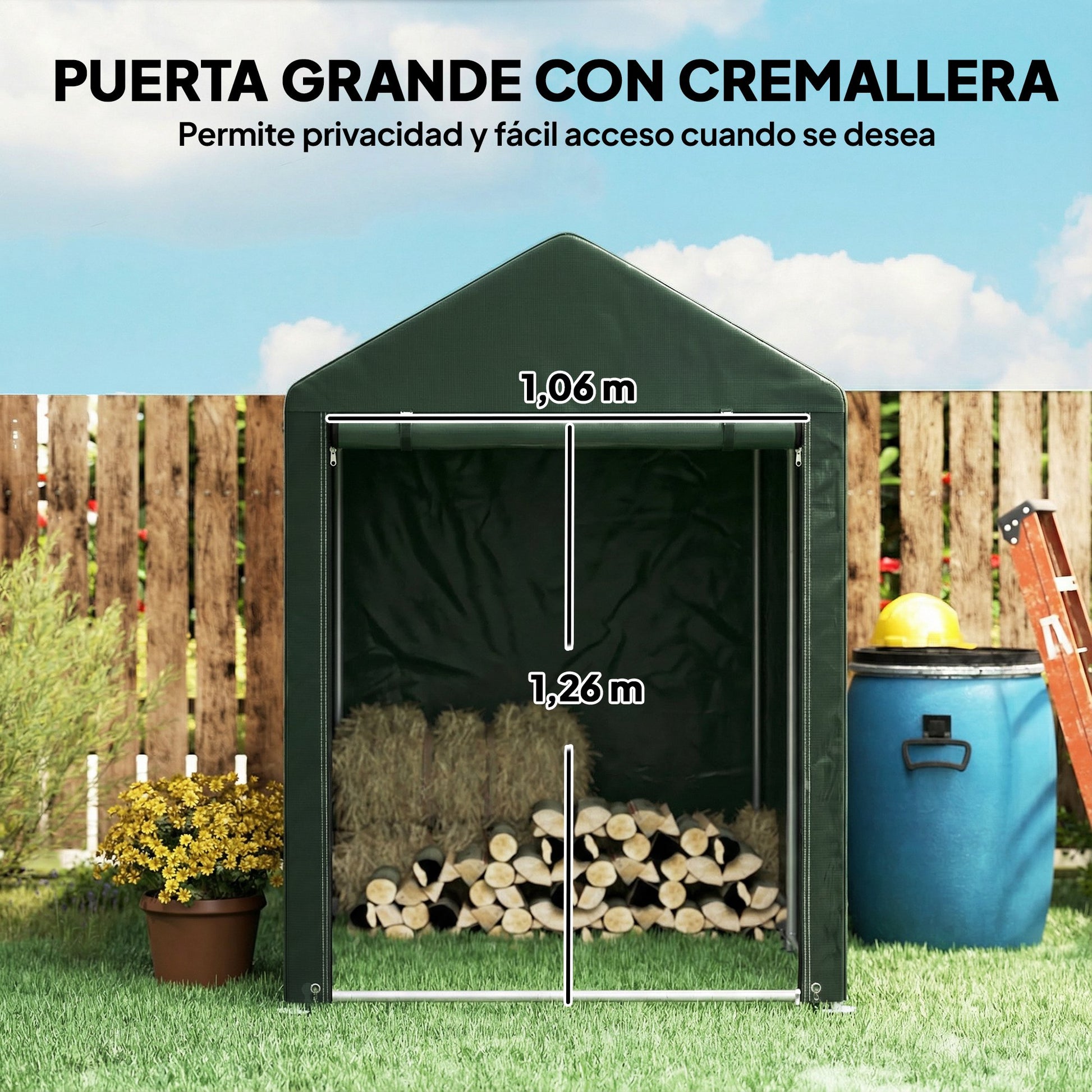 Outsunny Carpa De Jardín Para Herramientas Bicicletas Motos 1,2x1,8x1,65 M Verde_5