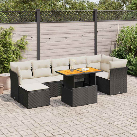 Set De Sofás De Jardín Y Cojines 8 Piezas Ratán Sintético Negro / Vetonek_0