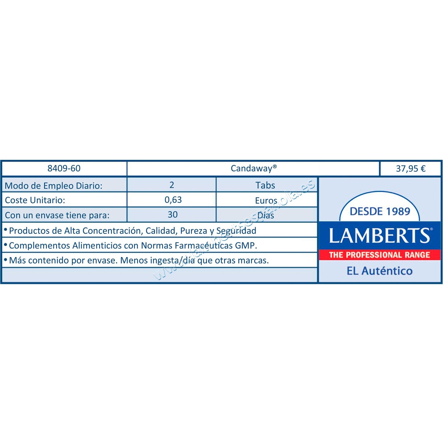 Candaway Lamberts 60 tabletas