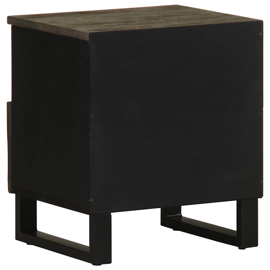 Mesitas De Noche 2 Uds Madera Maciza De Mango Negro 40x33x46 Cm_4