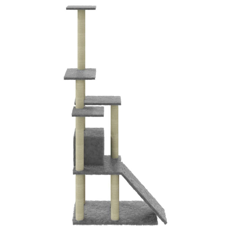 Vidaxl Rascador Para Gatos Con Postes De Sisal Gris Claro 155 Cm_5