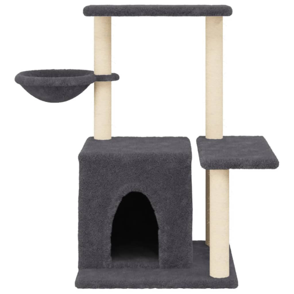 Vidaxl Rascador Para Gatos Con Postes De Sisal Gris Oscuro 83 Cm_3