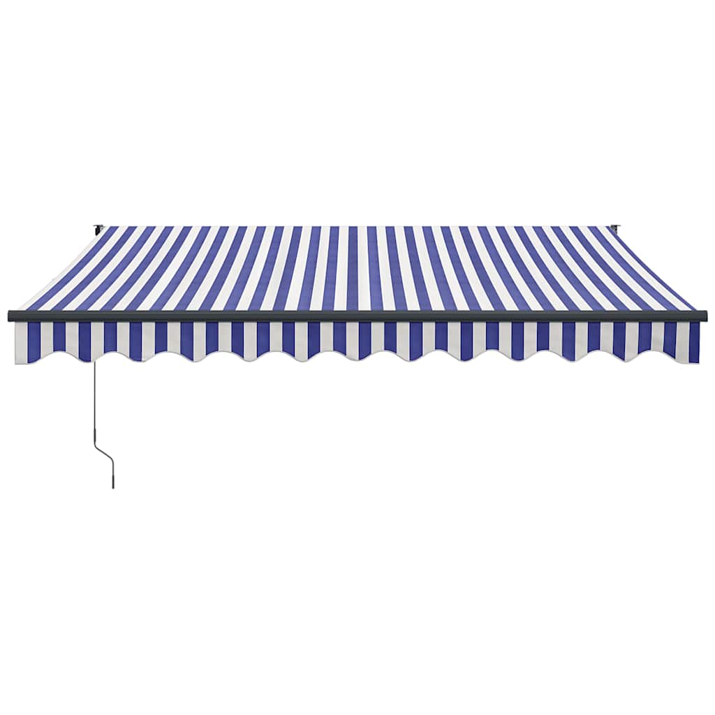 Toldo Retráctil Aluminio Y Tela Azul Y Blanco 3x2,5 M_2