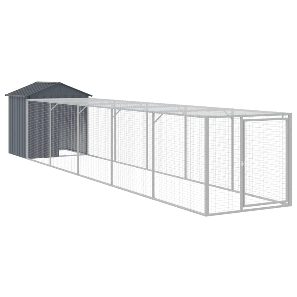 Vidaxl Gallinero Con Corral Acero Galvanizado Gris 117x609x123 Cm_0