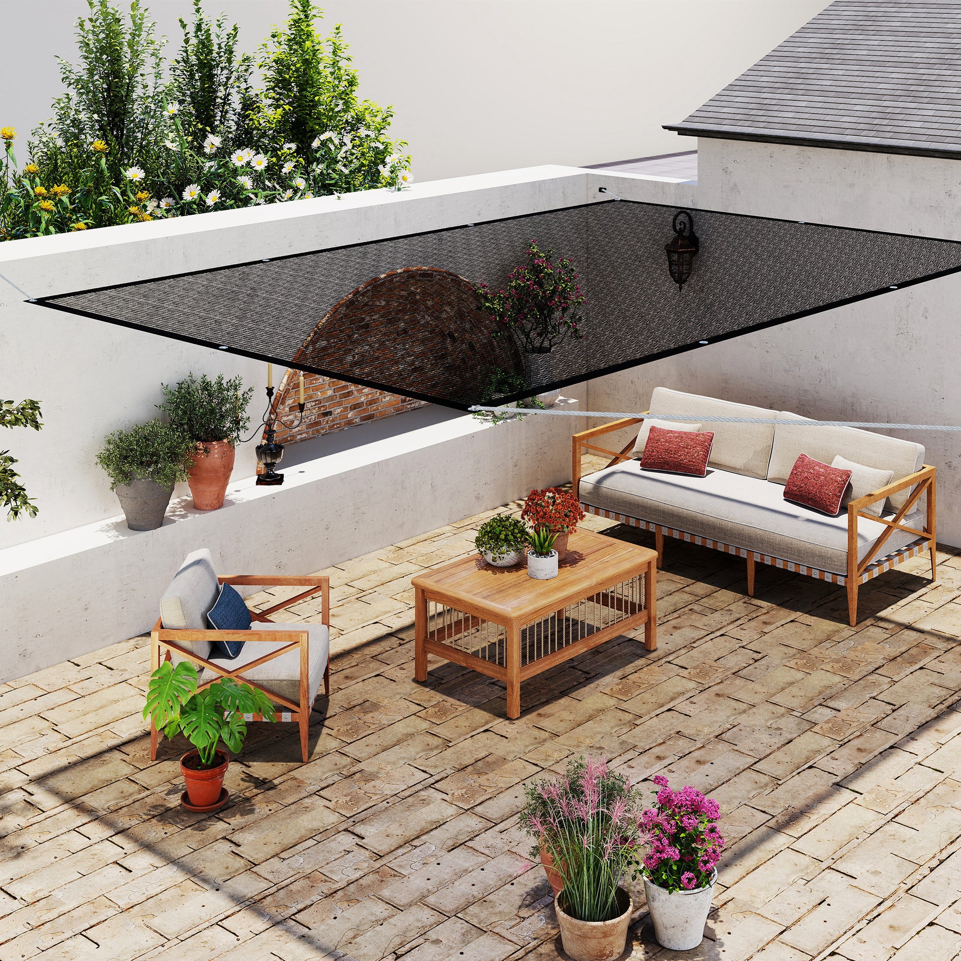 Outsunny Toldo Vela De Sombra Rectangular 3x2 M Protección Solar 65% Negro_3