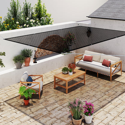 Outsunny Toldo Vela De Sombra Rectangular 3x2 M Protección Solar 65% Negro_3