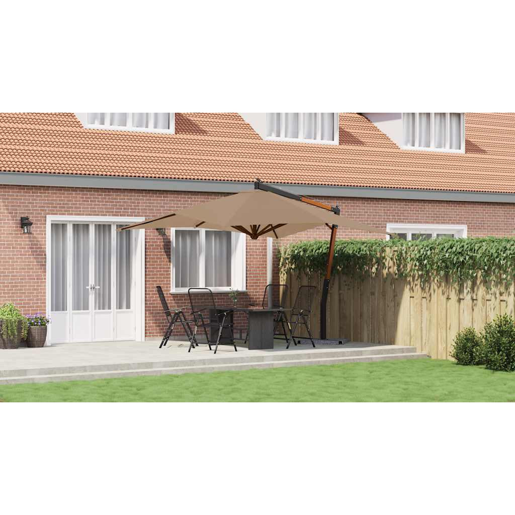 Vidaxl Sombrilla Jardín Voladiza Con Palo De Madera Taupe 400x300 Cm_3