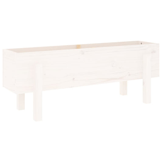 Arriate Elevado De Jardín Madera Maciza Pino Blanco 101x30x38cm_0