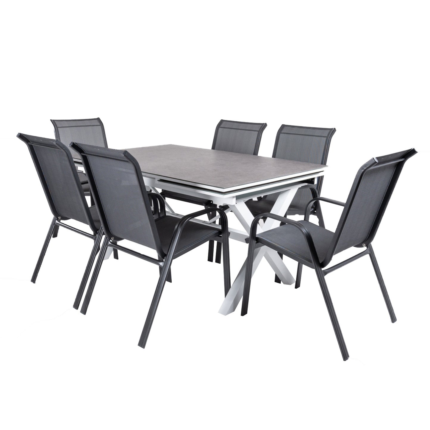 Conjunto De Mesas Y Sillas De Exterior, Reforzado, Aluminio, Color Blanco Y Negro_0