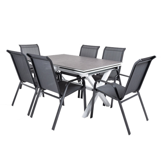 Conjunto De Mesas Y Sillas De Exterior, Reforzado, Aluminio, Color Blanco Y Negro_0
