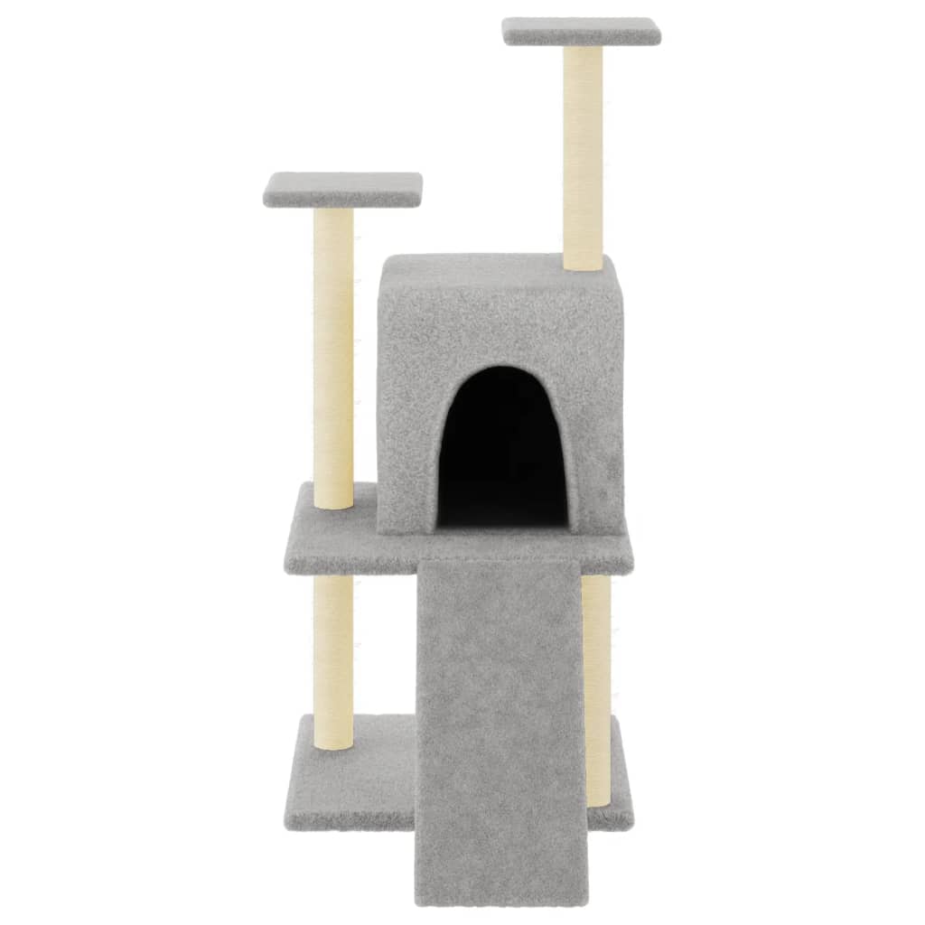Rascador Para Gatos Con Postes De Sisal Gris Claro 110 Cm_2