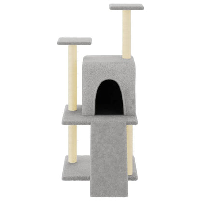 Rascador Para Gatos Con Postes De Sisal Gris Claro 110 Cm_2