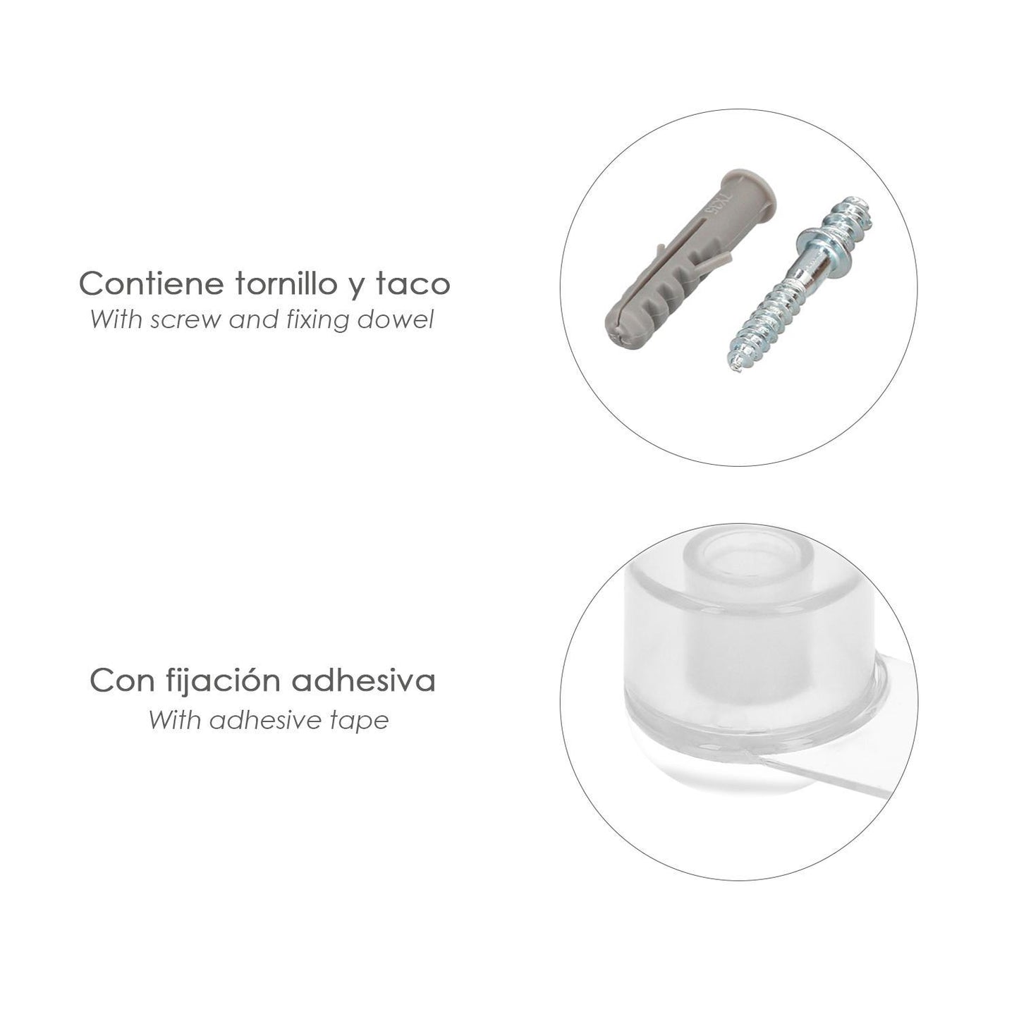 Tope Puerta Adhesivo Con Retenedor Transparente