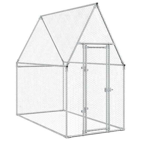 Vidaxl Jaula Para Gallinas Acero Galvanizado Plateado 200x100x190 Cm_0