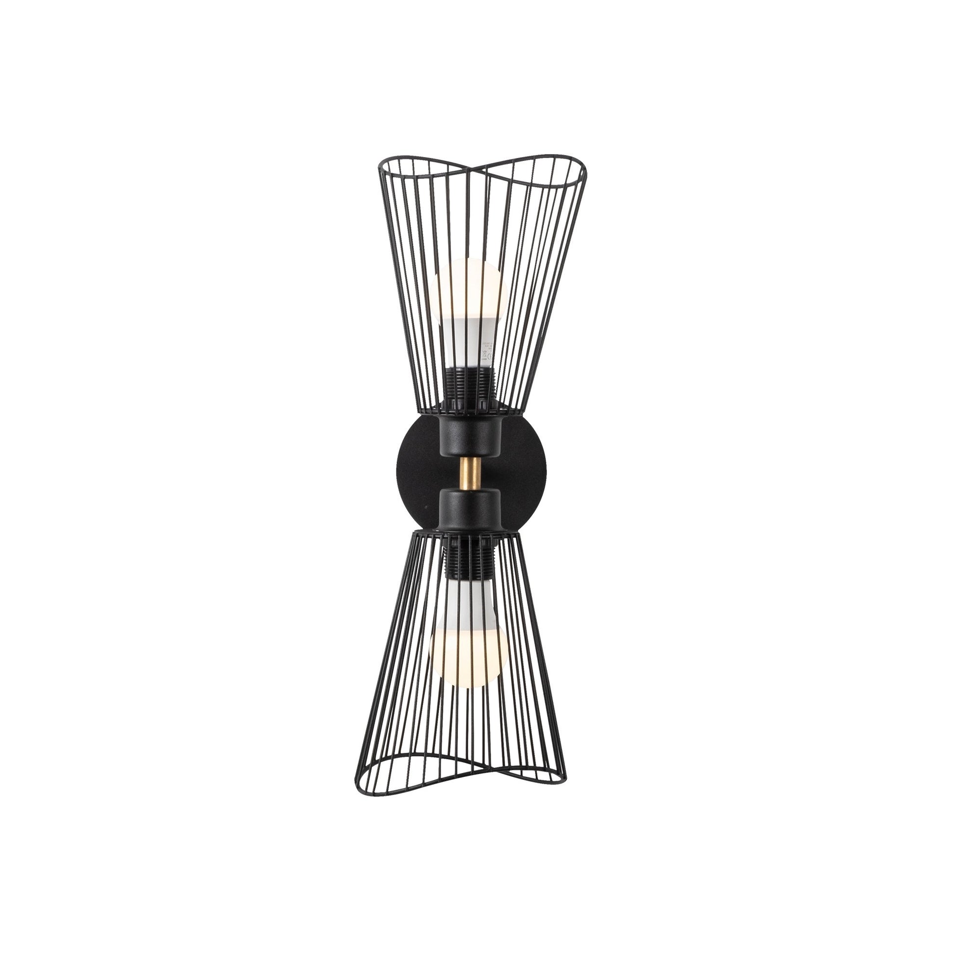 Aplique De Pared, Metal , Negro, 16x16x48, Casquillo 2 X E 27 Max 40 W_0