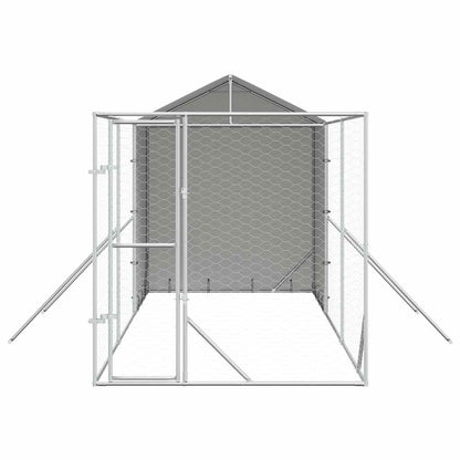 Perrera De Exterior Con Toldo Acero Galvanizado Plata 2x6x2,5 M_4