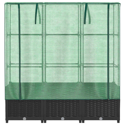 Arriate Con Cubierta Invernadero Aspecto Ratán 120x40x138 Cm_3
