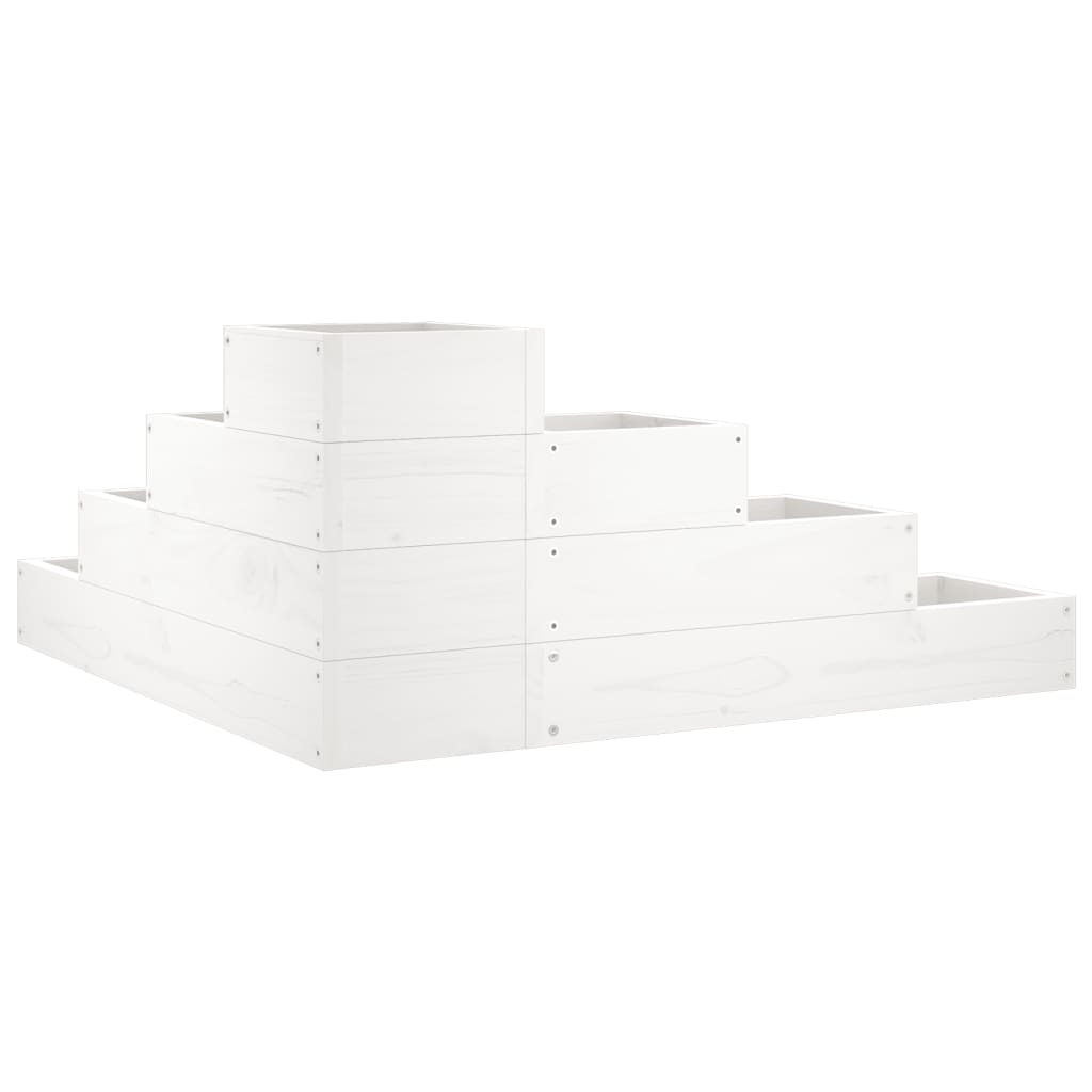 Jardinera 4 Niveles Madera Maciza De Pino Blanca 80,5x79x36 Cm_5