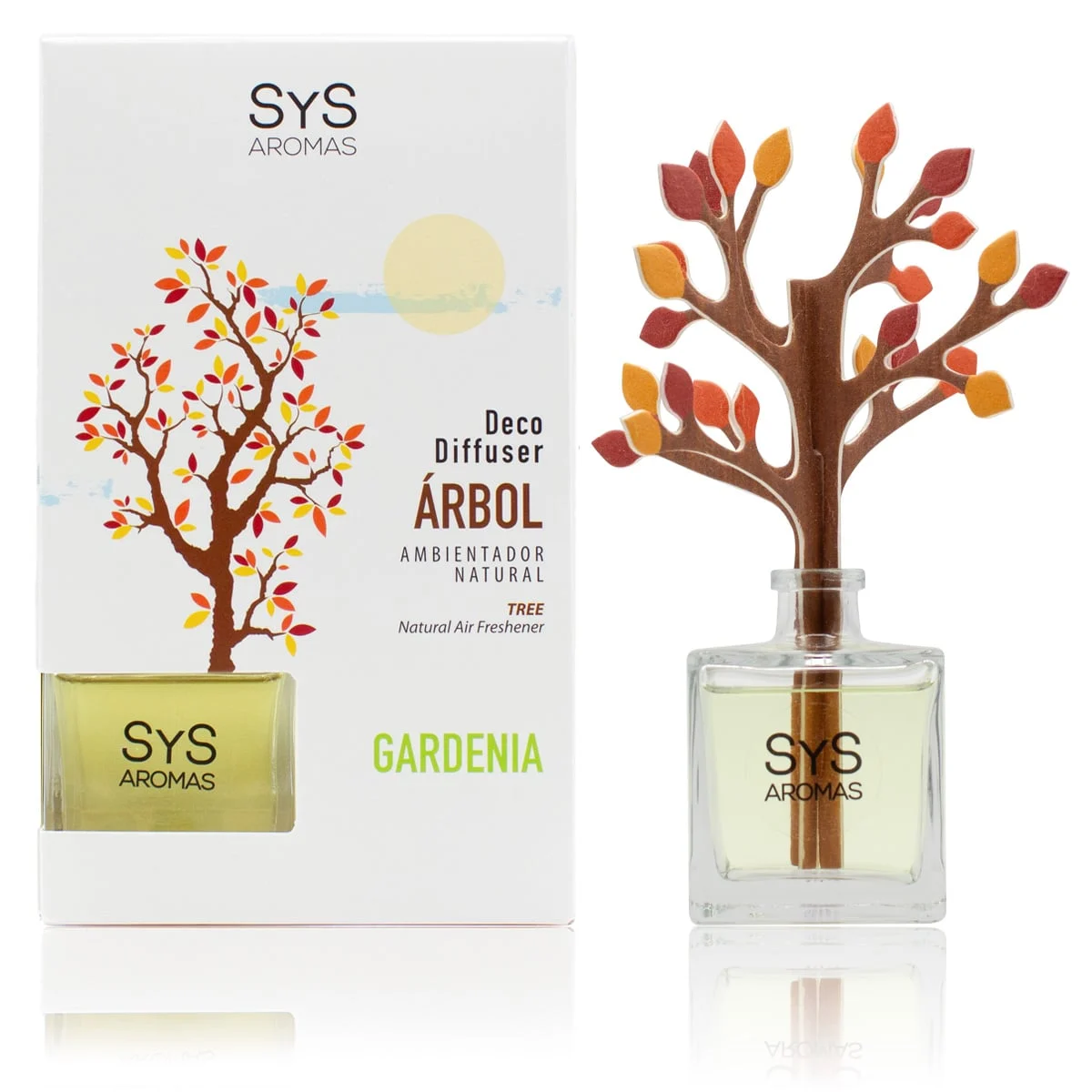 Ambientador Difusor Árbol Gardenia Deco Diffuser SYS Aromas 90 ml | Aroma Floral y Agreste | Vitalizante_0