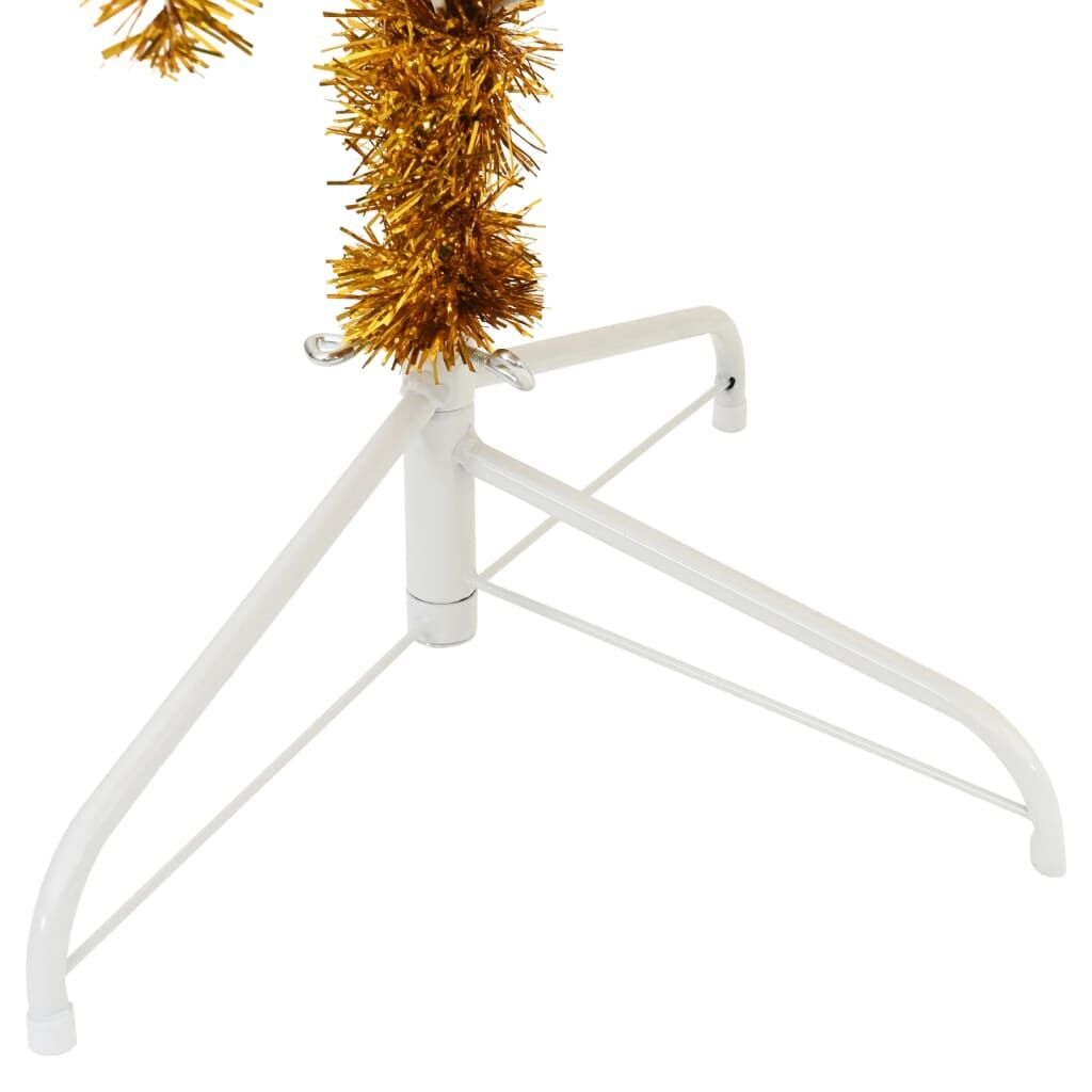 Vidaxl Medio Árbol De Navidad Artificial Con Soporte Pet Dorado 210 Cm_3