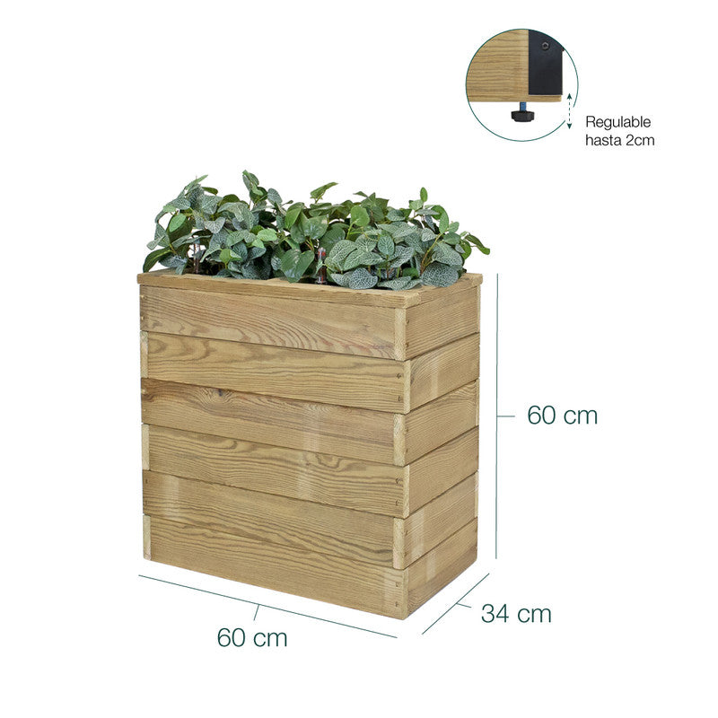 Jardinera De Madera Con Autorriego 60x34x60 Cm Nidum Basic Hortalia_5