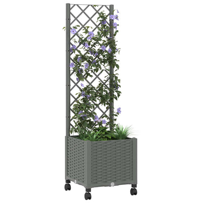 Jardinera Con Enrejado Y Ruedas Gris Claro 40 X 40 X 146 Cm Pp_2