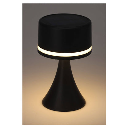 Lámpara Solar De Mesa Negra Recargable Con Panel Solar Y Usb - Well Home_2