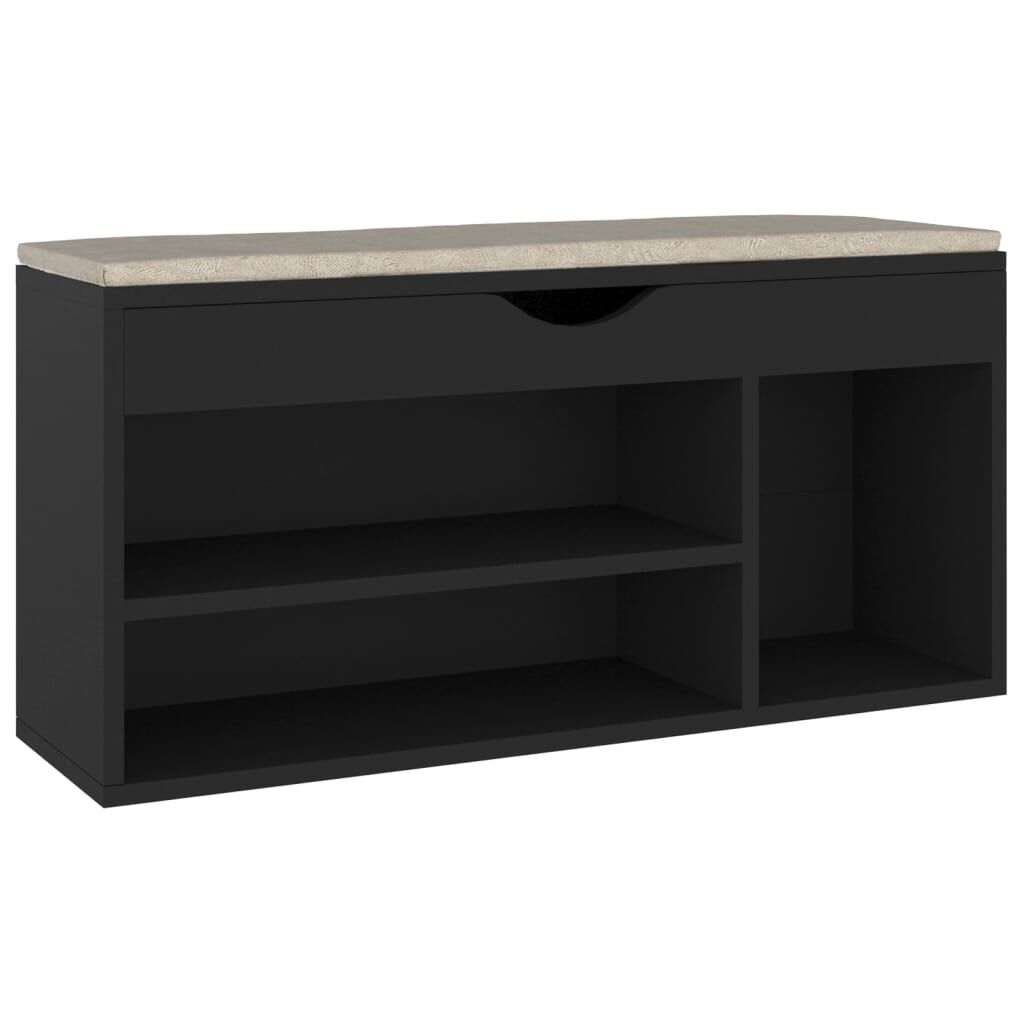 Vidaxl Banco Zapatero Con Cojín Madera Ingeniería Negro 104x30x49 Cm_0